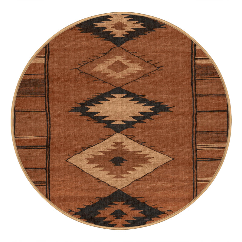 Tapis brun lavable à la machine, Rond 7 pi