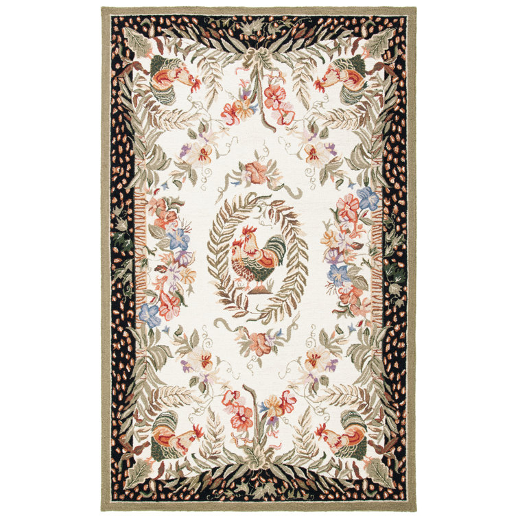 Kinchen Hand Hooked Wool Floral Rug