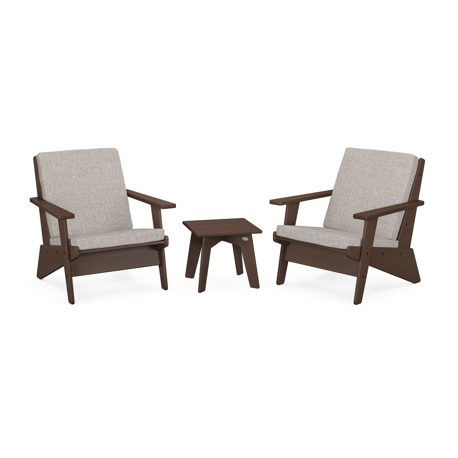 POLYWOOD® Riviera 2-Person Patio Seating Group, Weathered Tweed, Mahogany