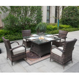 Barcomb Wicker/Rattan 4 - Person Seating Group With Cushions