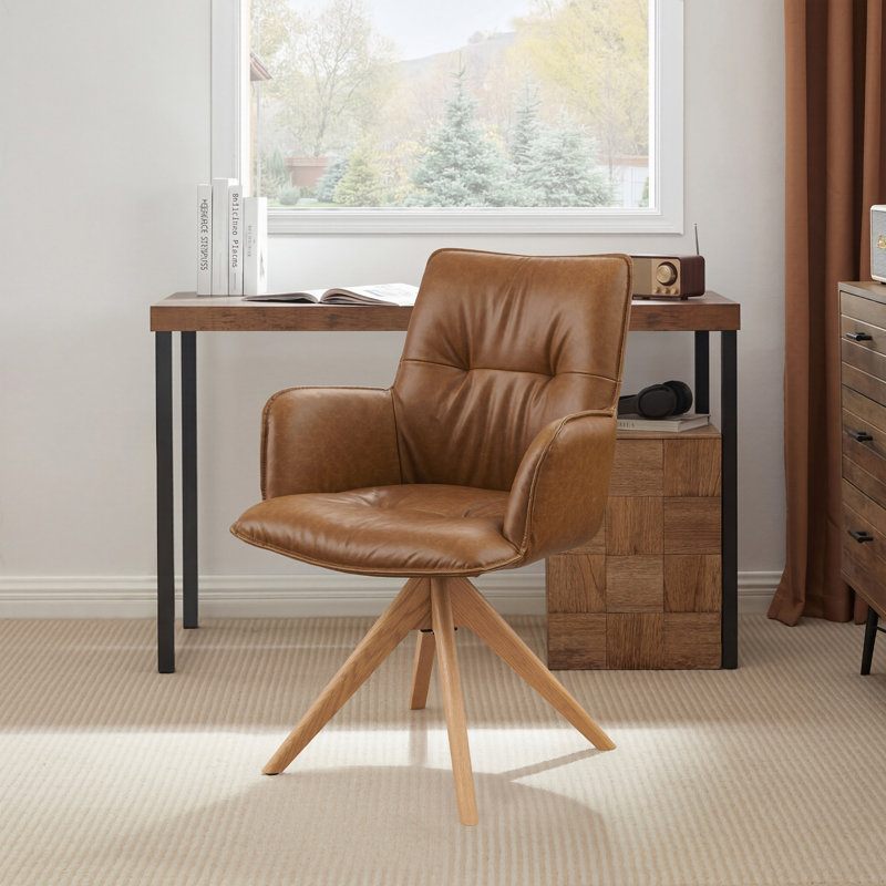 Top Grain Genuine Leather Swivel Accent Office Chair