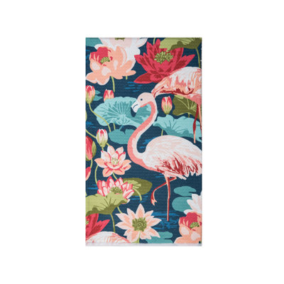 Torchon 100% coton Flamingo Lagoon