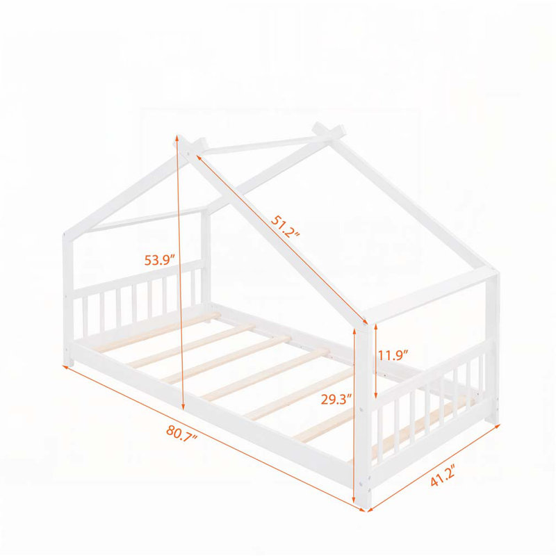 Lit en bois House House, Simple, Blanc