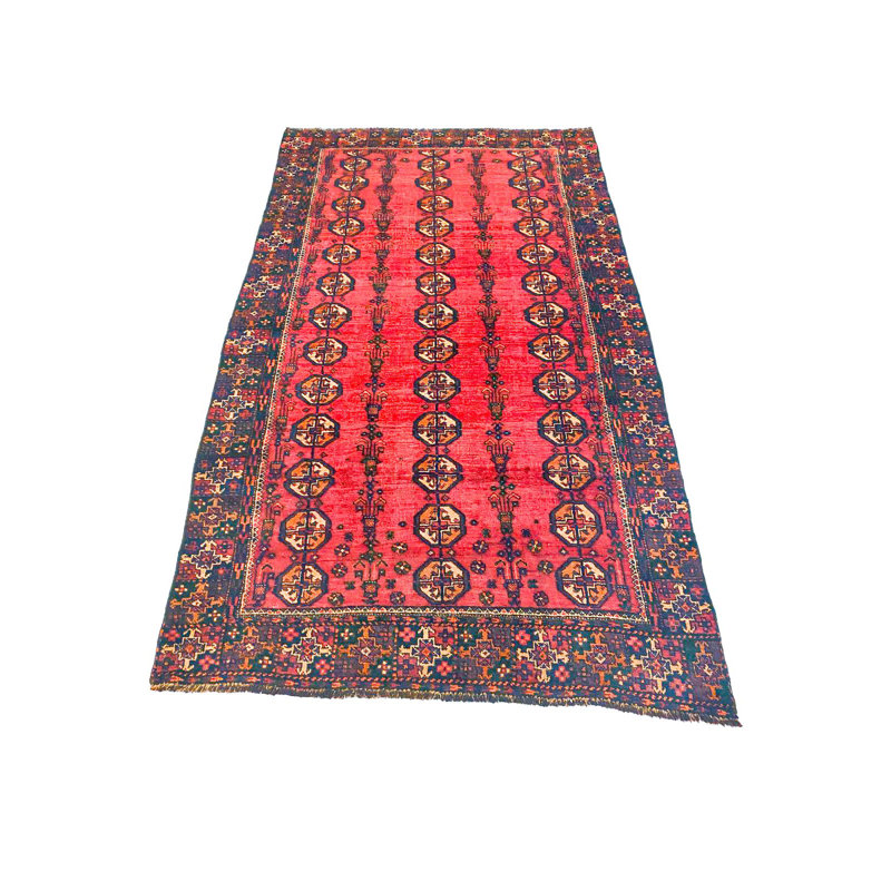 4x7 Red and Navy Turkish Tribal Rug
