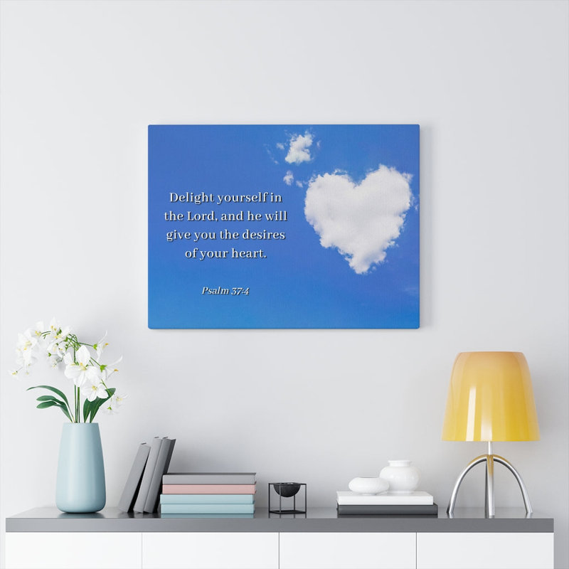 Desires of Heart Psalms 37:4 1 Piece Wrapped Canvas Wall Art, 28cm H x 36cm W