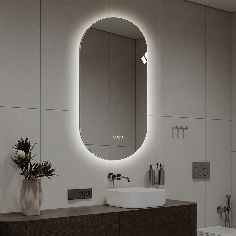 Miroir de salle de bain 48 po x 24 po à fixation murale à écran tactile avec miroir tactile antibrouillard, miroir de coiffeur