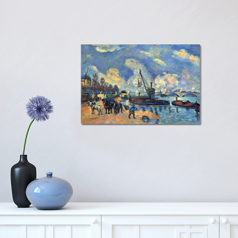 Seine At Bercy by Paul Cezanne - Wrapped Canvas Rectangle Painting
