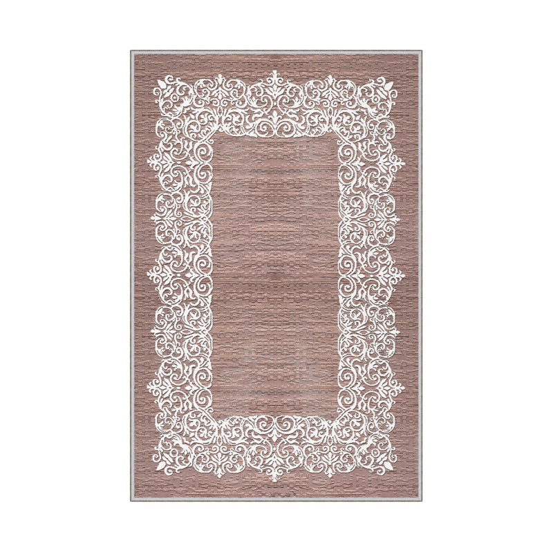 Antibacterial Woven Carpet (2.6 x 4.0 ft), 100% Polyester, 0.3 in Pile Height | Non-Slip PVC Dot Underside, 3D Digital Printing | Machine Washable, Easy Care for Living Room, Bedroom & Office