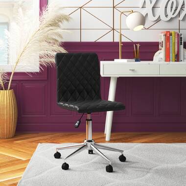 Edelfriede Faux Leather Office Chair with Steel Roller Base Wrought Studio Upholstery Color: Black