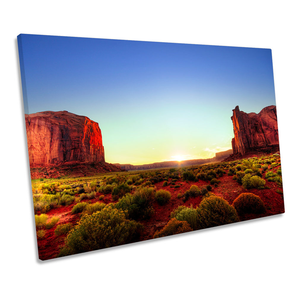 Monument Valley Sunset Landscape - Wrapped Canvas Art Prints