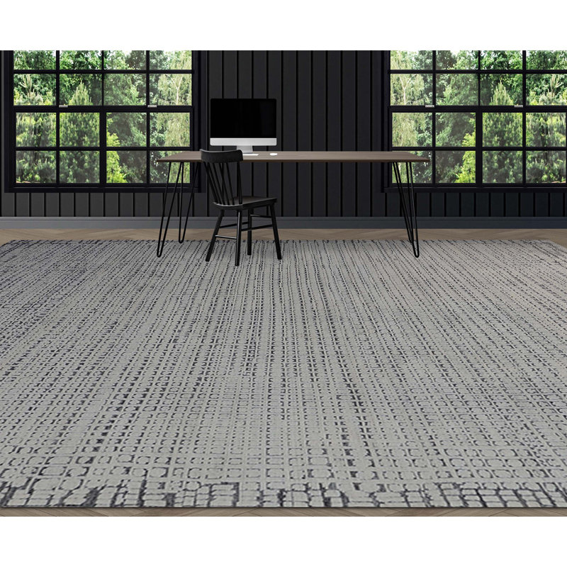Wool Area Rug in Ivory, Rectangle 8' x 10'