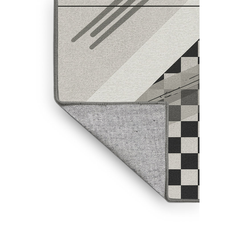 Tapis moderne à carreaux gris lavable à la machine Seth Cricket Wicket, 2 pi x 3 pi