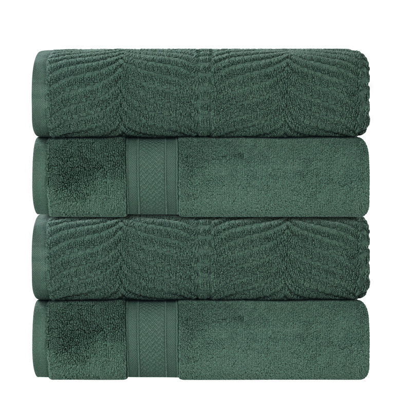 Serviette de bain en coton Orelia, Vert forêt