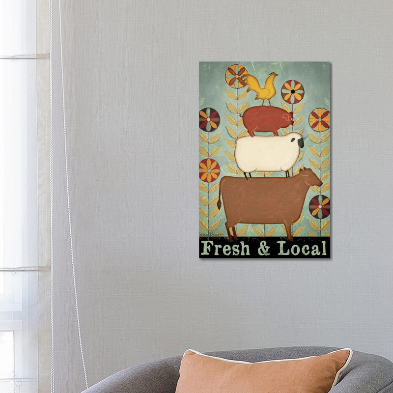Fresh And Local Animal Stack by Teresa Kogut - Wrapped Canvas Print, 66.04 cm H x 45.72 cm W x 3.175 cm D