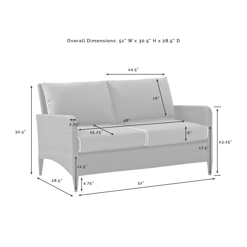 Mosca 51'' Wide Metal Loveseat with Cushions, Beige