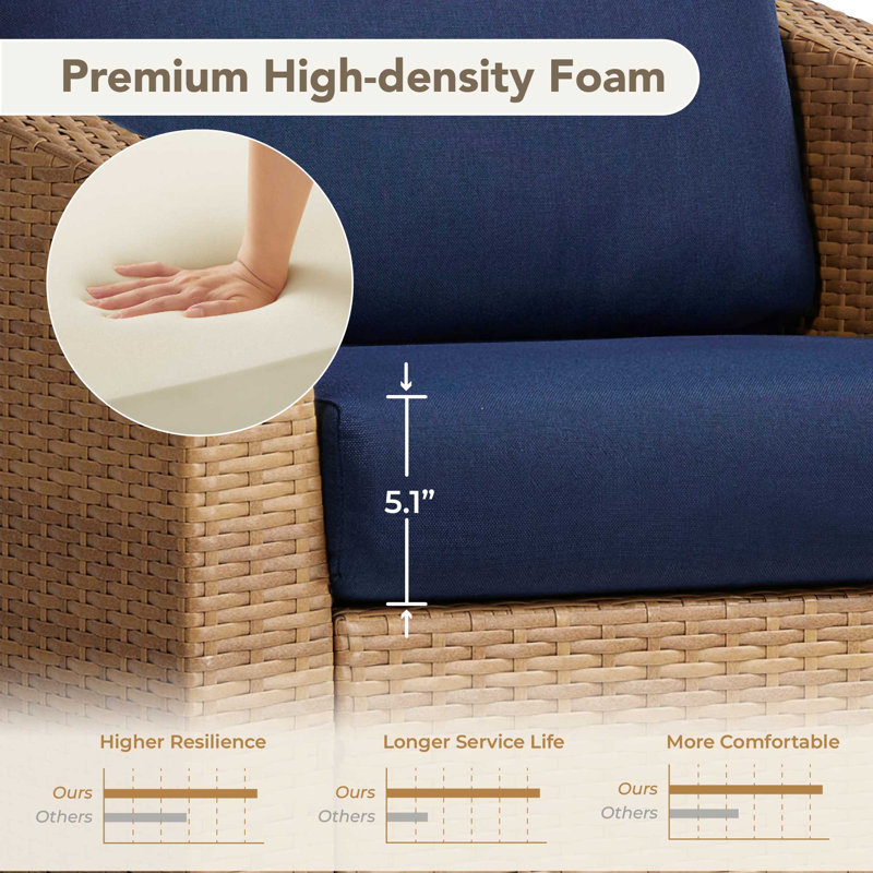 Chaise de patio pivotante simple avec repose-pieds Tiaka, Brun clair, Bleu, Yes