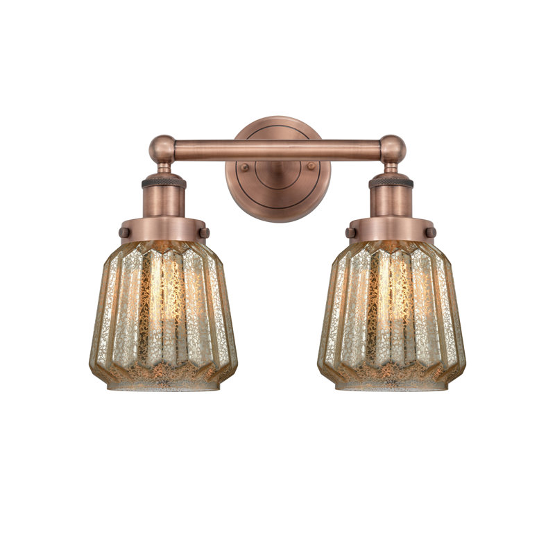 Éclairage pour meuble-lavabo à intensité variable à 2 lumières Aretzy, Mercurisé, Cuivre antique