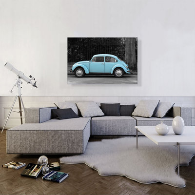 «Blue Beetle Bug Vintage Car» - reproduction de photo sur toile tendue