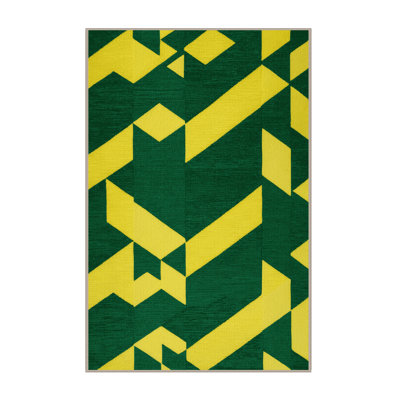 Machine Washable Checkered Brown Area Rug