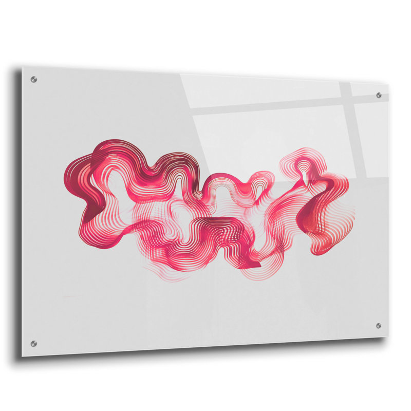  «Red Waves» par Svetlana Aleynikova, art mural en verre acrylique, 36 po x 24 po