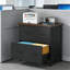 Classeur moderne à 2 tiroirs avec support pour imprimante - armoire latérale noire rustique, capacité de 220 lb, pieds réglables pour le bureau personnel, la commode de chambre à coucher et le rangement