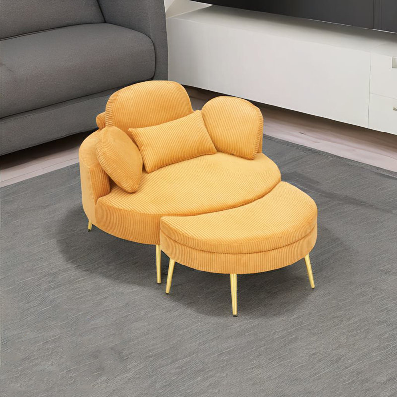 Round Corduroy Sofa, Yellow