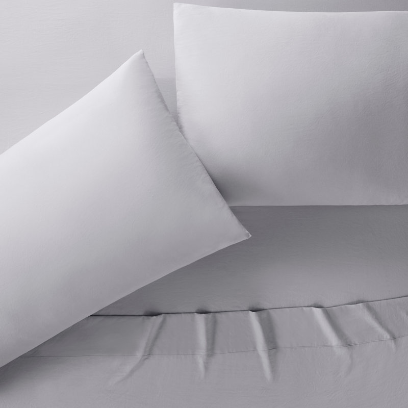 Light Grey Twin Microfiber Cooling Sheet Set with Pillowcase