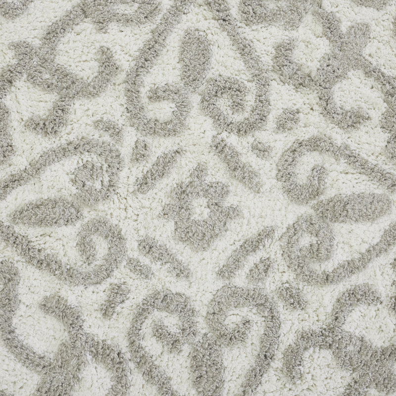 Tapis pour salle de bain Elar, Floral 2, Gris