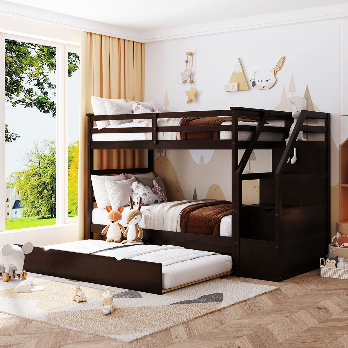 Harriet Bee Bunk Bed With Trundle And 3 Storage Stairs - Wayfair Canada