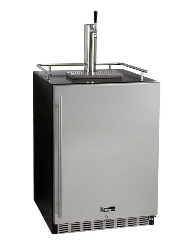 Kegco 24" Wide Single Tap Stainless Steel Built-In Digital Left Hinge Kegerator with Kit, Right