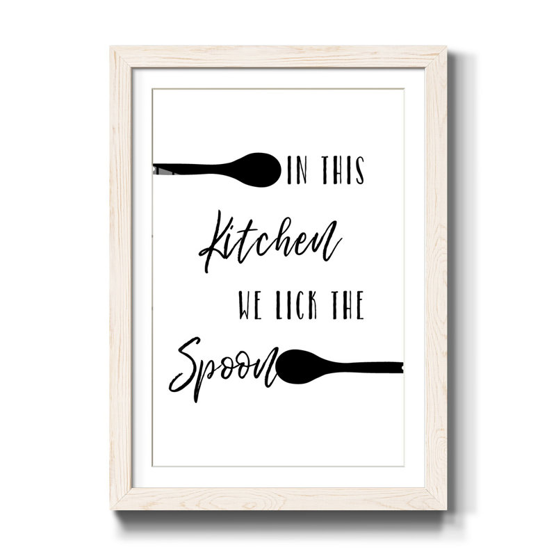 «Lick the Spoon», reproduction d'art textuel sur papier encadré, H 31,5 po x l 23,5 po x P 1,5 po, Blanc