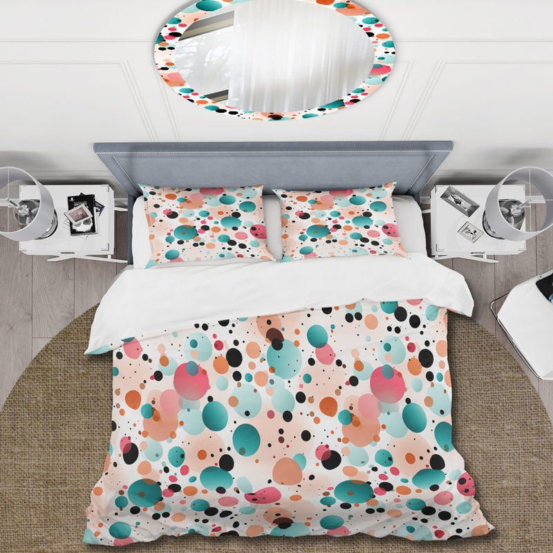 Ensemble de housse de couette motif marocain à pois II, Housse de couette pour grand lit et 2 taies décor