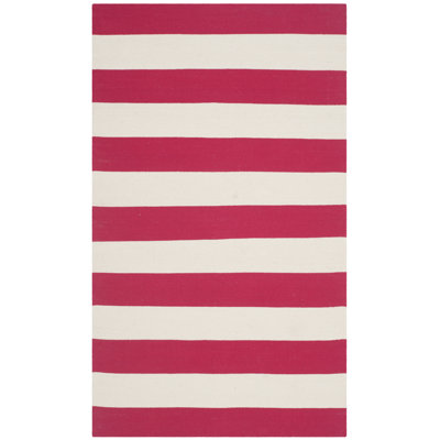 Brookvale Striped Hand-Woven Cotton Red/White Area Rug