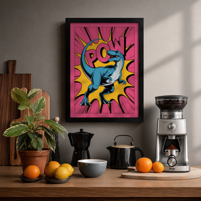 Dinosaur Pow Pop Art - Framed Print