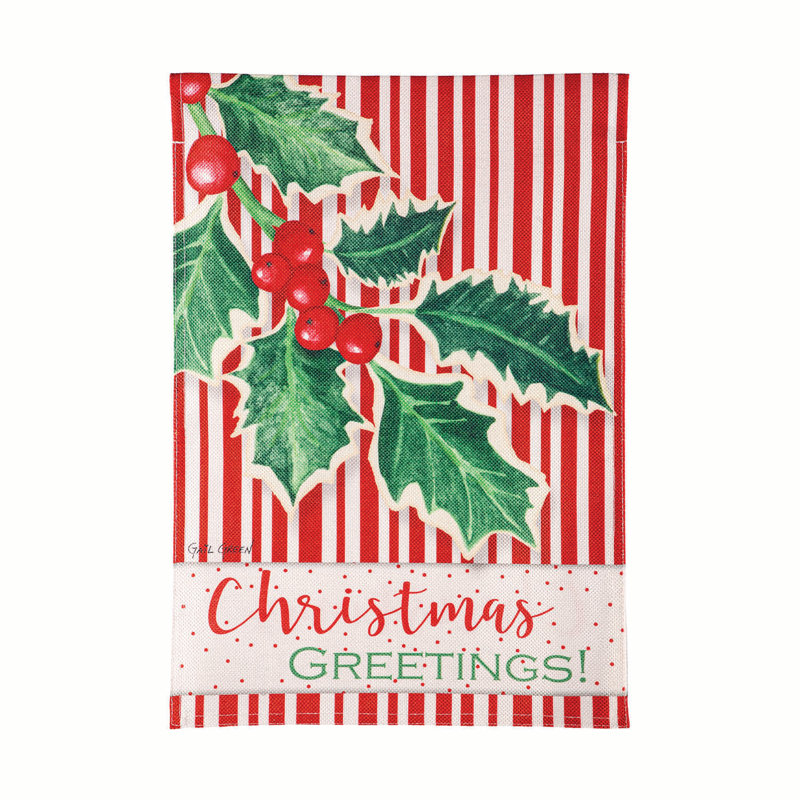 Drapeau de jardin en toile de jute Christmas Greetings