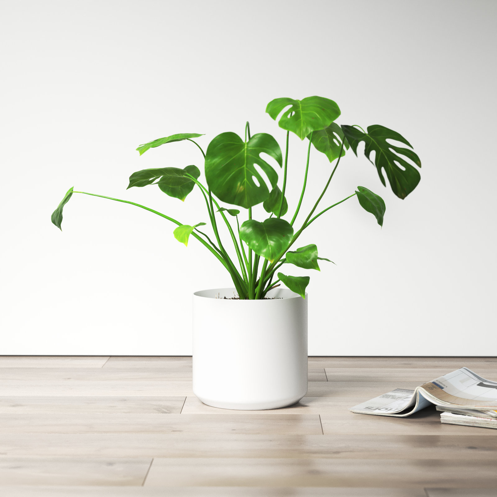Parsons Ceramic Pot Planter, White, 10" H x 10.75" W x 10.75" D