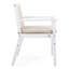 Fauteuil d'extérieur pour 2 personnes en bois avec dossier en corde, coussin imperméable, structure blanche, capacité de charge de 400 lb, fixation du coussin lavable à la machine, conception ergonomique confortable, s'adapte à la terrasse