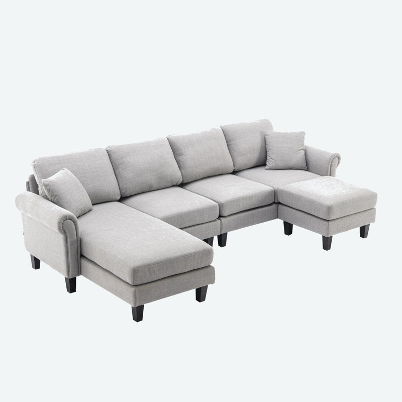 Canapés modulaires rembourrés 3 pièces Aindrea, Polyester gris clair