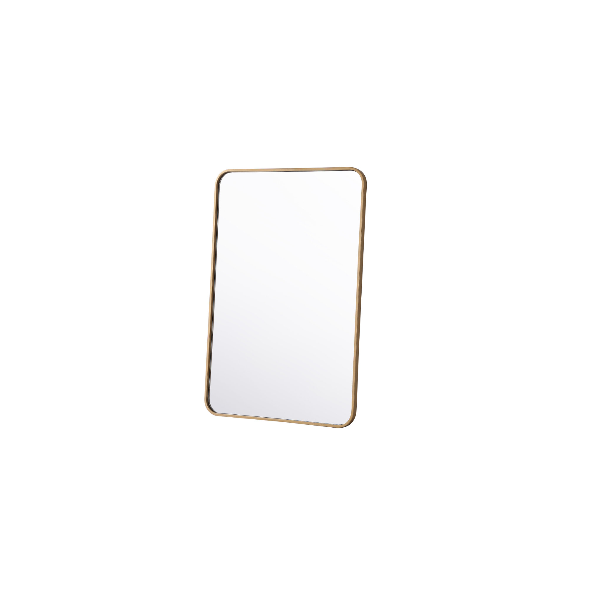 Sabine Metal Rounded Rectangle Wall Mirror, 36" x 24", Brass