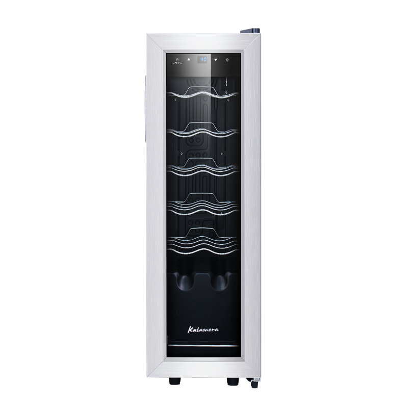 Kalamera 12-Bottle Black Stainless Steel Freestanding Wine Cooler