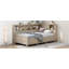 Lit de jour en bois avec tablettes et tiroirs de rangement-117194075