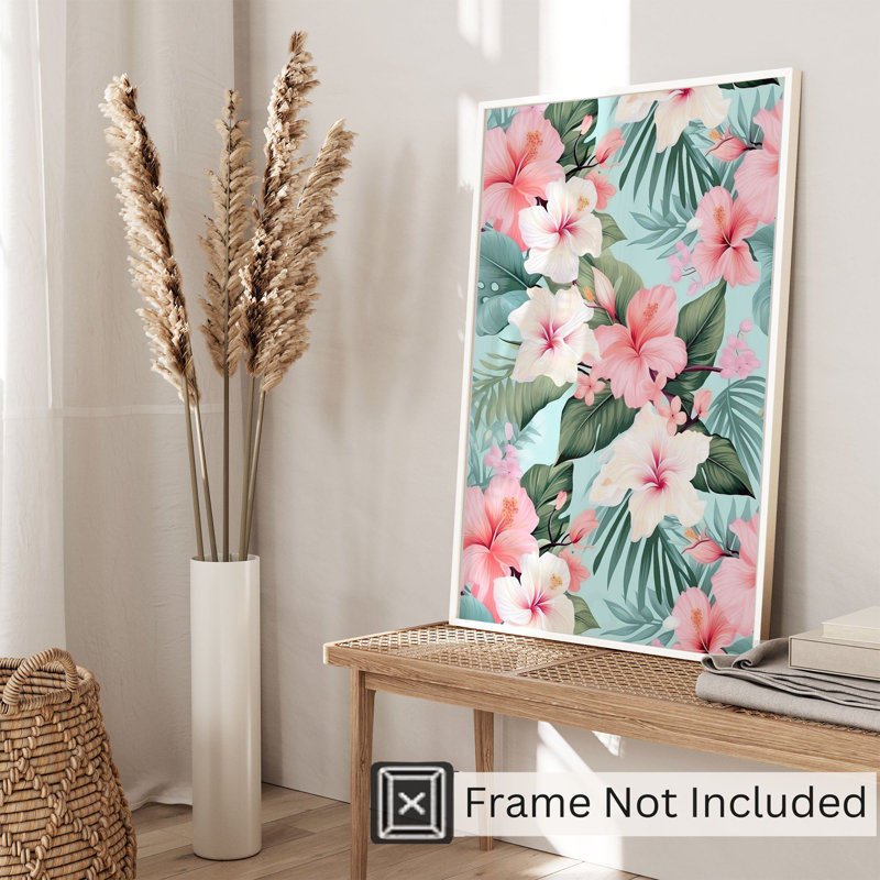 Motif floral hibiscus III, H 10 po x l 8 po