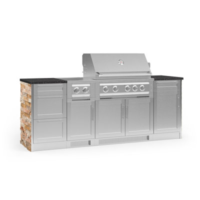 Outdoor Kitchen Signature Series 8 Piece Cabinet Set with 36 in. Natural Gas Platinum Grill -  NewAge Products, 68691