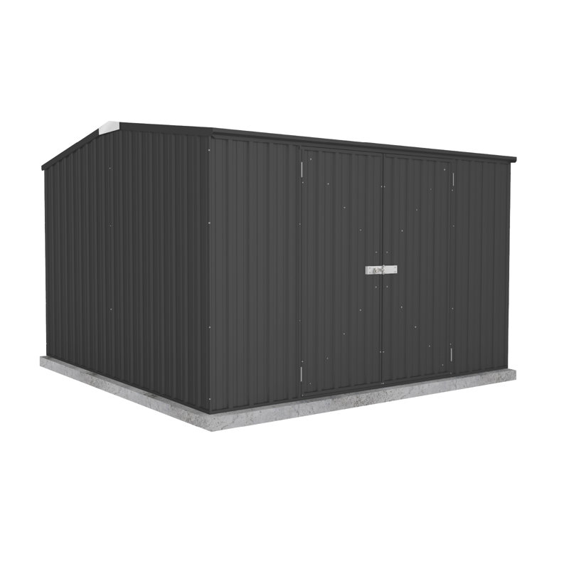 Absco Premier 10' W x 10' D Metal Galvanized Steel Weather Resistant Storage Shed Monument Gray, Dark Gray