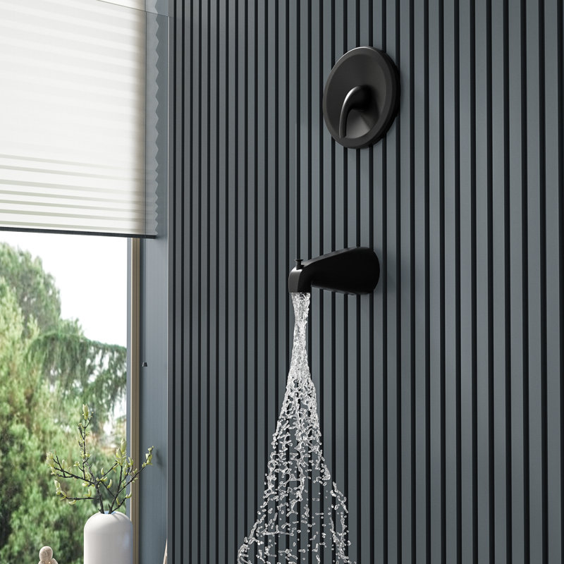 Pressure-Balanced Complete Shower System with Rough in-Valve, Matte Black