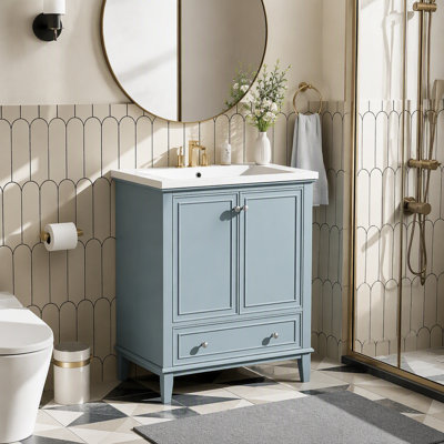 30.09'' Single Bathroom Vanity with Ceramic Sink Top 30 Inch Vanity Bathroom Vanity with Sink