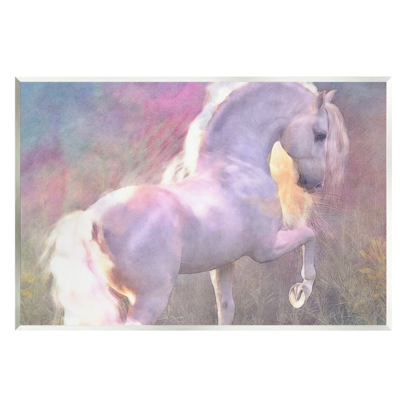 Cheval pastel Az-050 encadré par Laurie Prindle, H 10 po x l 15 po x P 0,5 po