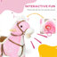 Chevaux et animaux à bascule en métal rose, 12,1 x 4,3 x 10,5 po, avec contrôle pratique