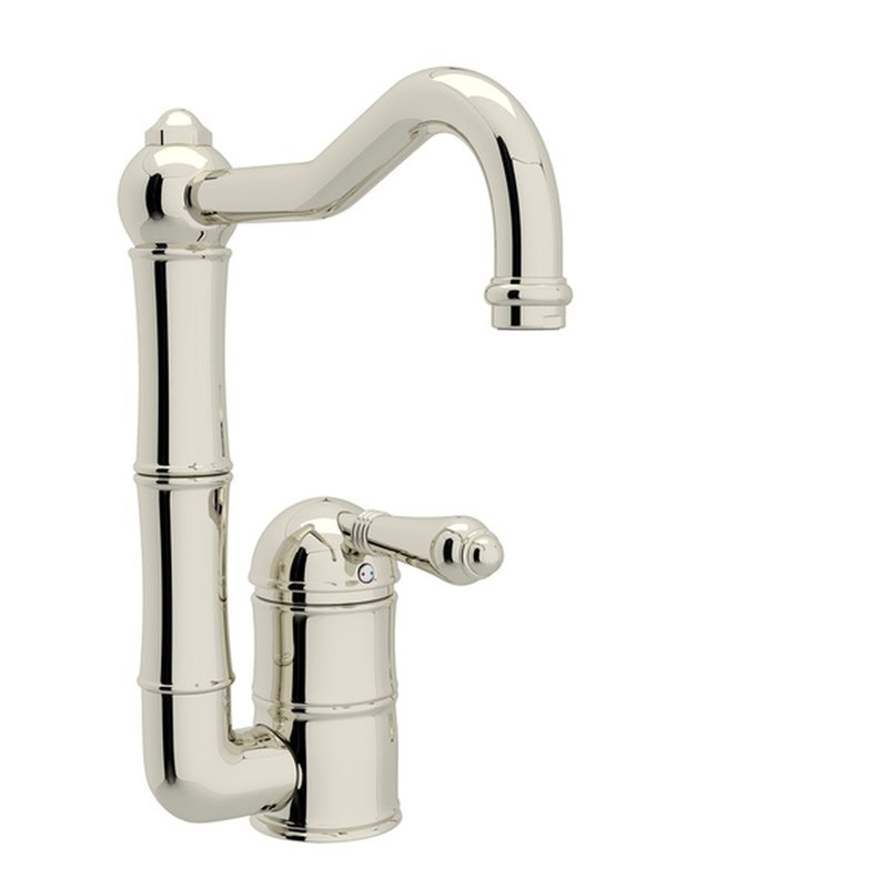 Acqui® Column Spout Lever Handle Bar/Food Prep Faucet, Polished Nickel, Metal Lever Handles, Without Side Spray
