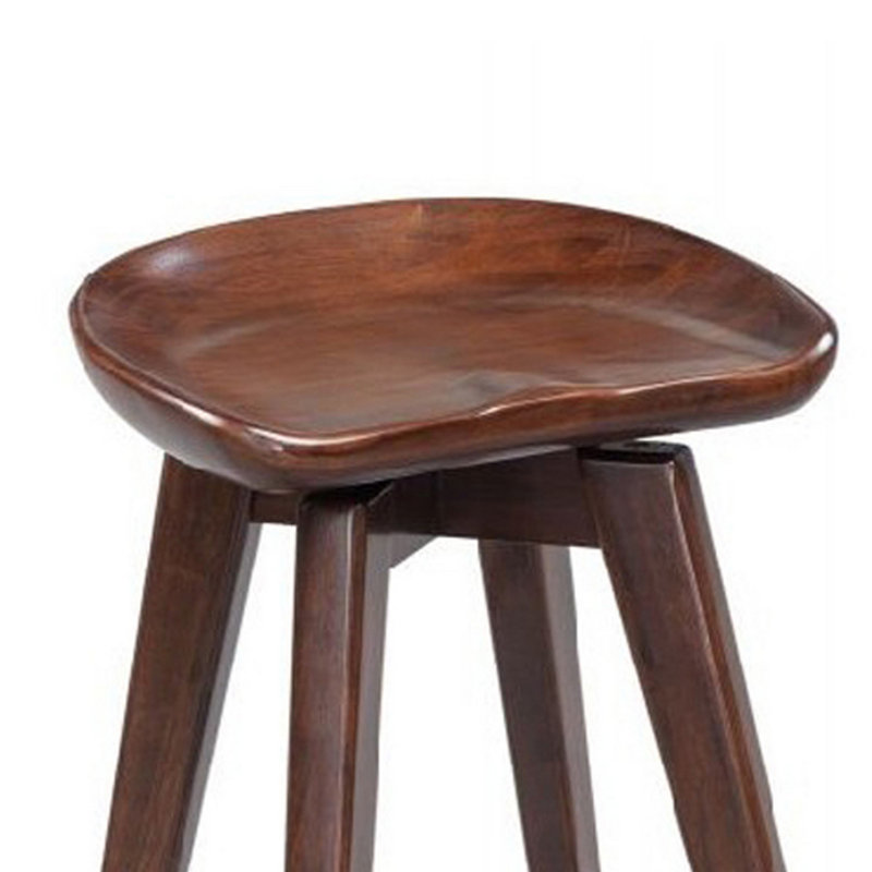 Tabouret de bar pivotant en bois massif Clithoe 31 po, Marron foncé, Tabouret de bar (siège d'une hauteur de 31 po)